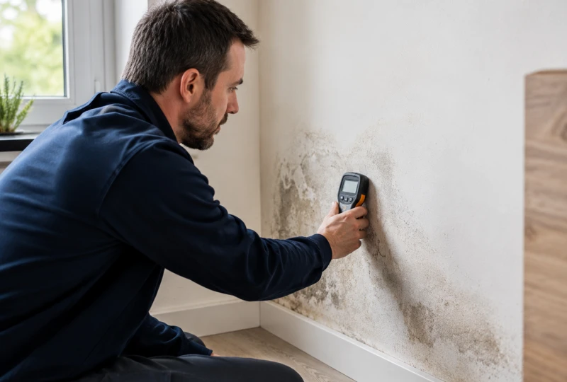 Technicien de l’entreprise Habisud intervenant sur un site en Provence, avec un véhicule de la société et un équipement d'assainissement pour assurer l’hygiène de la maison.